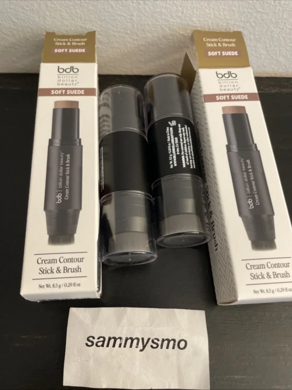 BDB Billion Dollar Beauty Cream Contour Stick & Brush, SOFT SUEDE x2